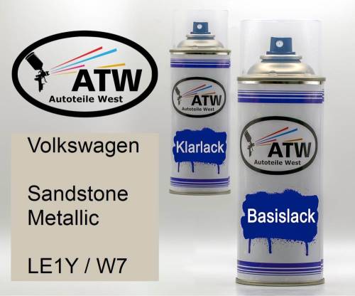 Volkswagen, Sandstone Metallic, LE1Y / W7: 400ml Sprühdose + 400ml Klarlack - Set, von ATW Autoteile West.